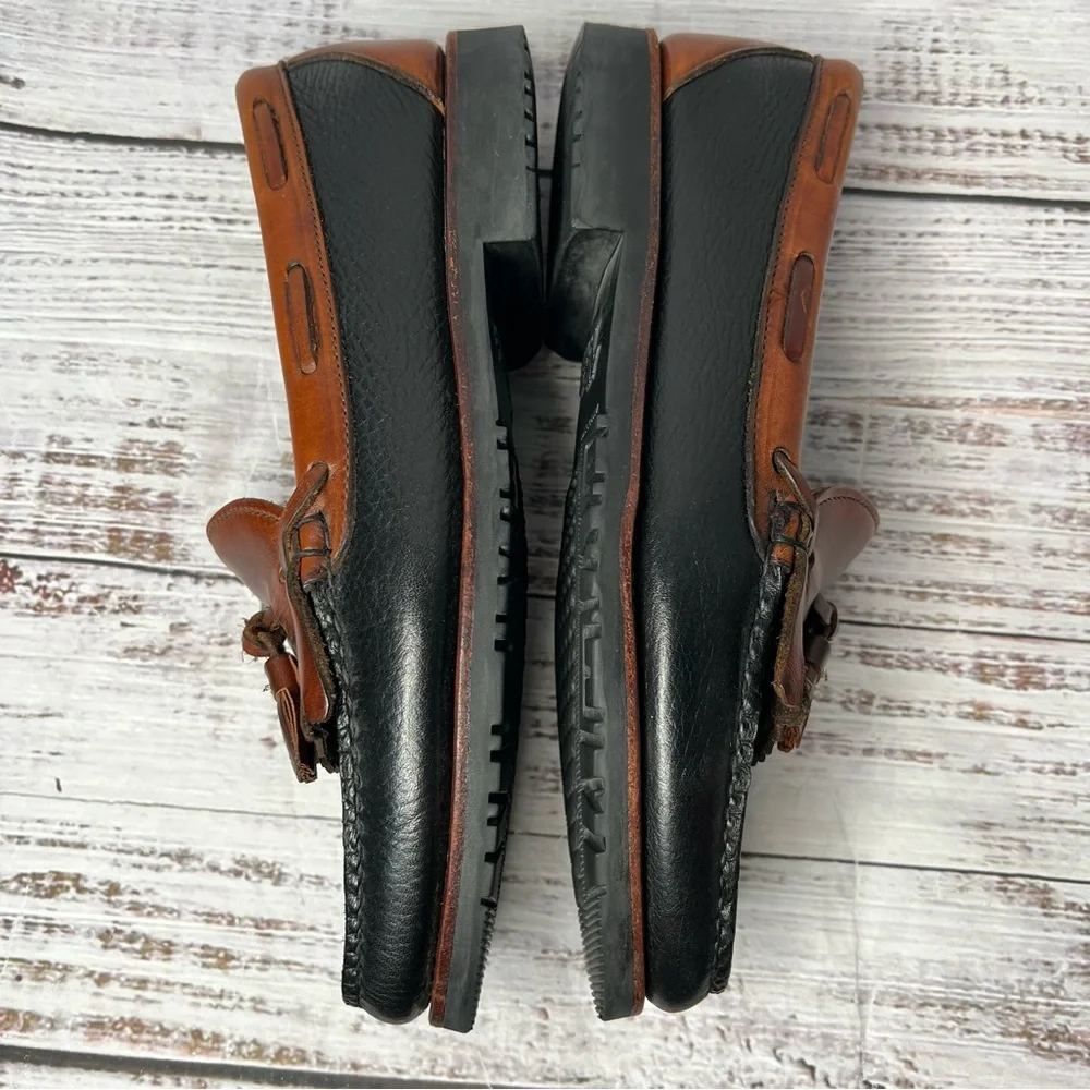 Allen‎ Edmond Nashua Loafers 9 C Mens Brown Black Leather Tassled Loafer USA